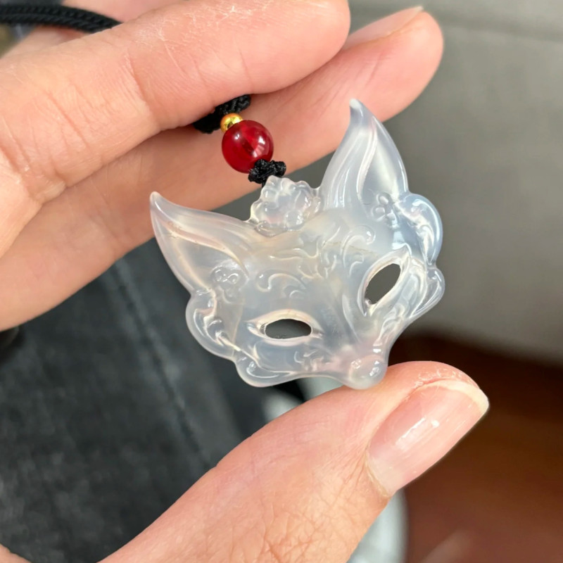 Fox mask necklace, Chinese style aesthetics, fox pendant, guardian spirit, knitted couple's best friend gift for men and women