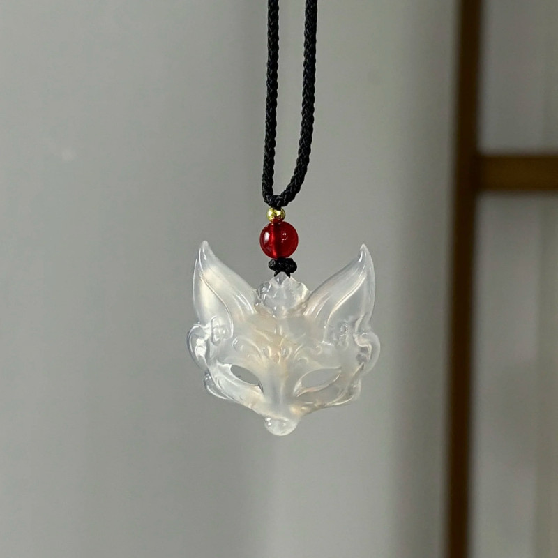 Fox mask necklace, Chinese style aesthetics, fox pendant, guardian spirit, knitted couple's best friend gift for men and women