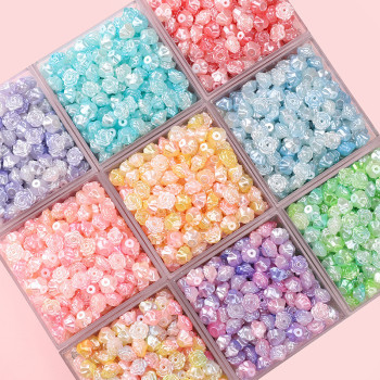 ABS pearl pearlescent two-color camellia diy handmade beading material loose beads making bracelet necklace jewelry accessories