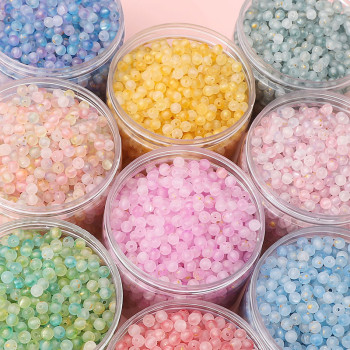 6/8mm acrylic sprinkled with gold two-color round beads handmade diy beaded bracelet necklace loose beads jewelry accessories wholesale