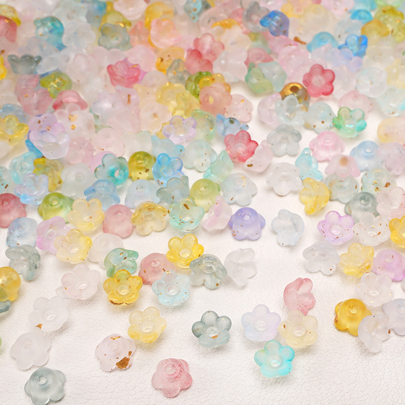 Cute acrylic gold flower beads DIY handmade beads bracelet necklace material accessories ear jewelry loose beads