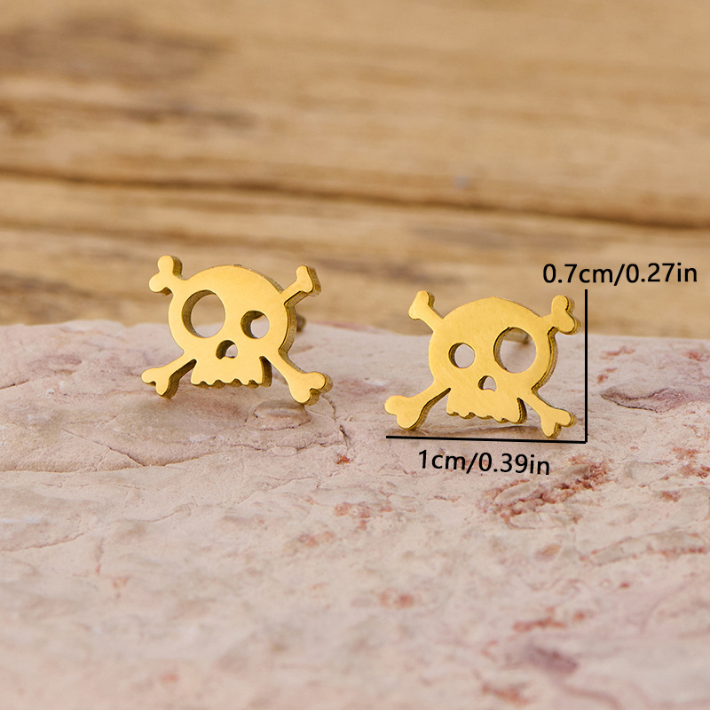 2025 Halloween Skull Earrings Punk Series Cartoon Personalized Stainless Steel Ear Bone Nails Factory Direct Sales