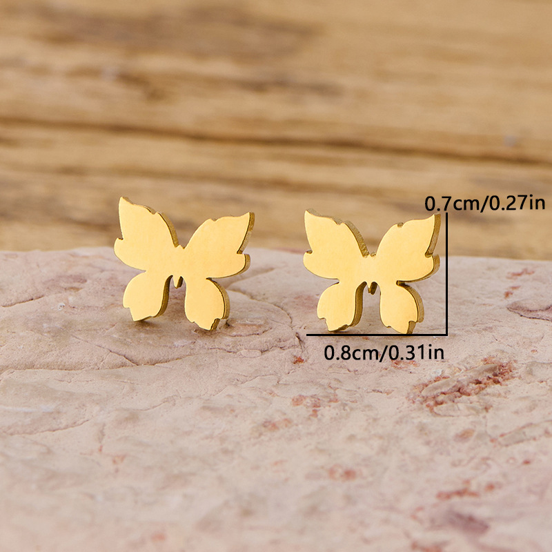 New style girls light luxury stainless steel cut small fresh personalized butterfly earrings versatile earrings cross-border spot wholesale