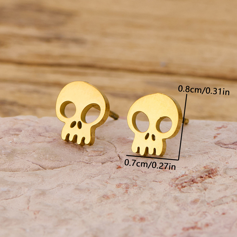 Cross-border sweet cool style skull mini earrings for women gothic personality versatile design Halloween earrings wholesale