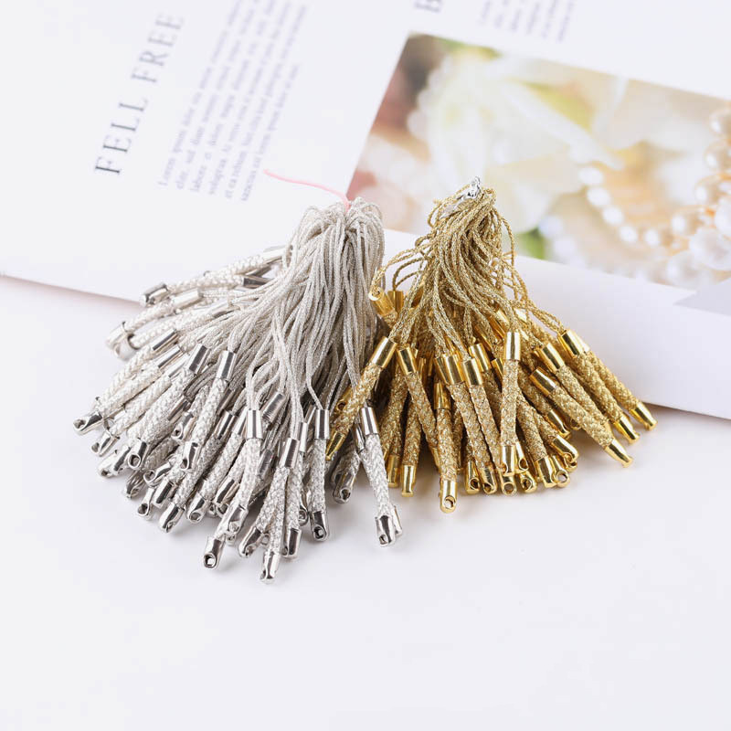 Gold and silver mobile phone rope with lobster clasp doll toy sling pendant hand-woven keychain pendant rope