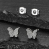 French niche design stainless steel double-layer frosted butterfly earrings for women, simple insect piercing earrings for women