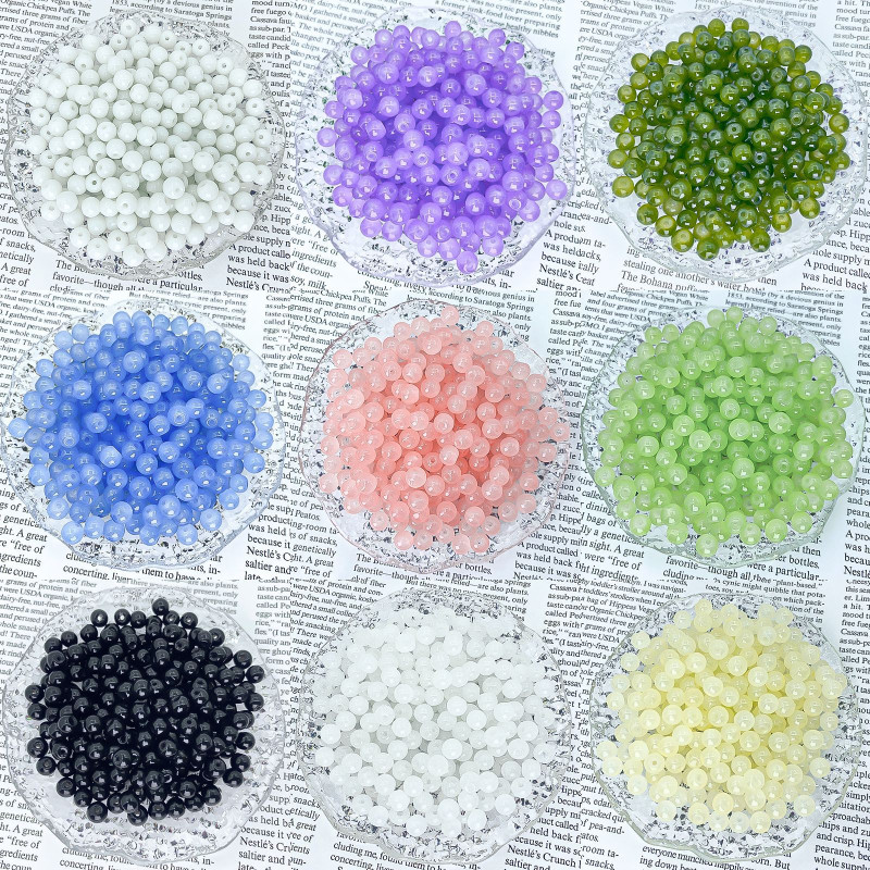 4mm 6mm glass imitation jade beads loose beads colored glass beads bracelet necklace DIY beads spacer material wholesale