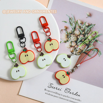 Cute sliced ​​apple slice door buckle mobile phone chain handmade DIY keychain school bag gift jewelry pendant wholesale