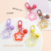 Candy color hollow plastic five-pointed star bell keychain cute handmade diy small pendant jewelry accessories wholesale