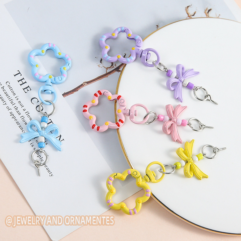 Candy Colored Flower Streamer Bow Knot Croissant Nail Spring Buckle Handmade DIY Jewelry Backpack Accessories Pendant Wholesale