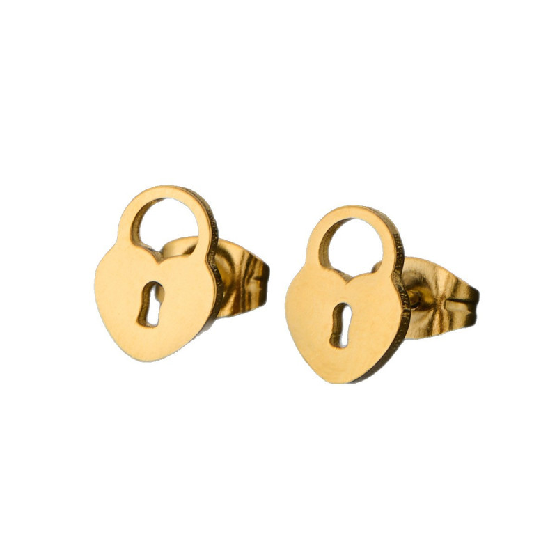 European and American niche lock pattern earrings hollow stainless steel cut feminine earrings earrings cross-border spot wholesale