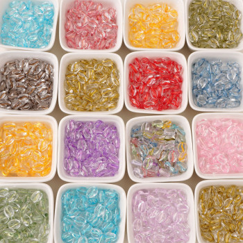 8x10mm colored glass transparent coffee bean loose beads handmade DIY beads bracelet necklace material oval beads
