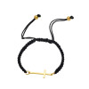 Manufacturer wholesale stainless steel cut geometric cross pendant bracelet with adjustable red and black rope bracelet