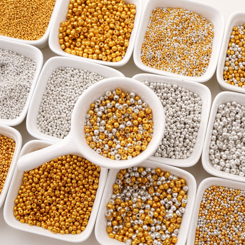 1.5-4mm high color retention golden silver glass rice beads isolated beads handmade diy bracelet necklace jewelry accessories