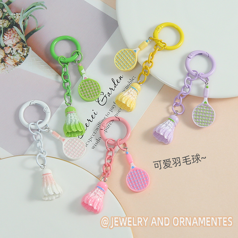 Macaron simulation badminton handmade diy mobile phone chain keychain sports souvenirs jewelry accessories wholesale
