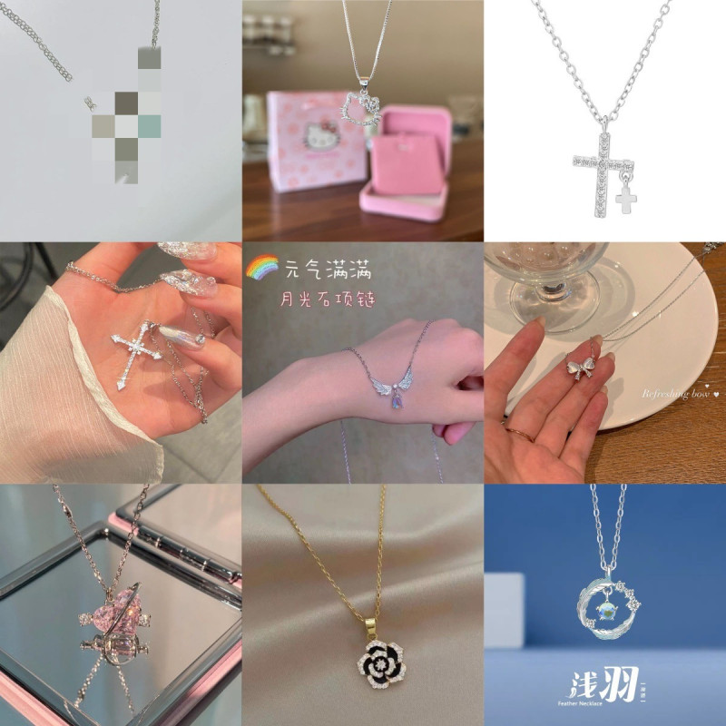 Commuting style fashionable girl necklace, versatile and sweet student internet celebrity popular wholesale pendant light luxury niche female necklace