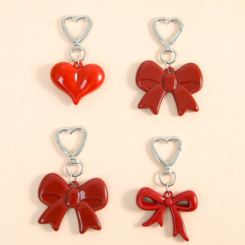Exquisite and cute red bow love keychain pendant bag decoration pendant accessories wholesale jewelry