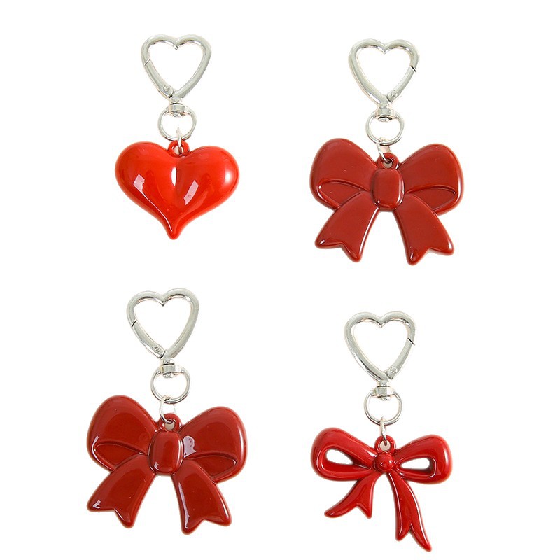 Exquisite and cute red bow love keychain pendant bag decoration pendant accessories wholesale jewelry