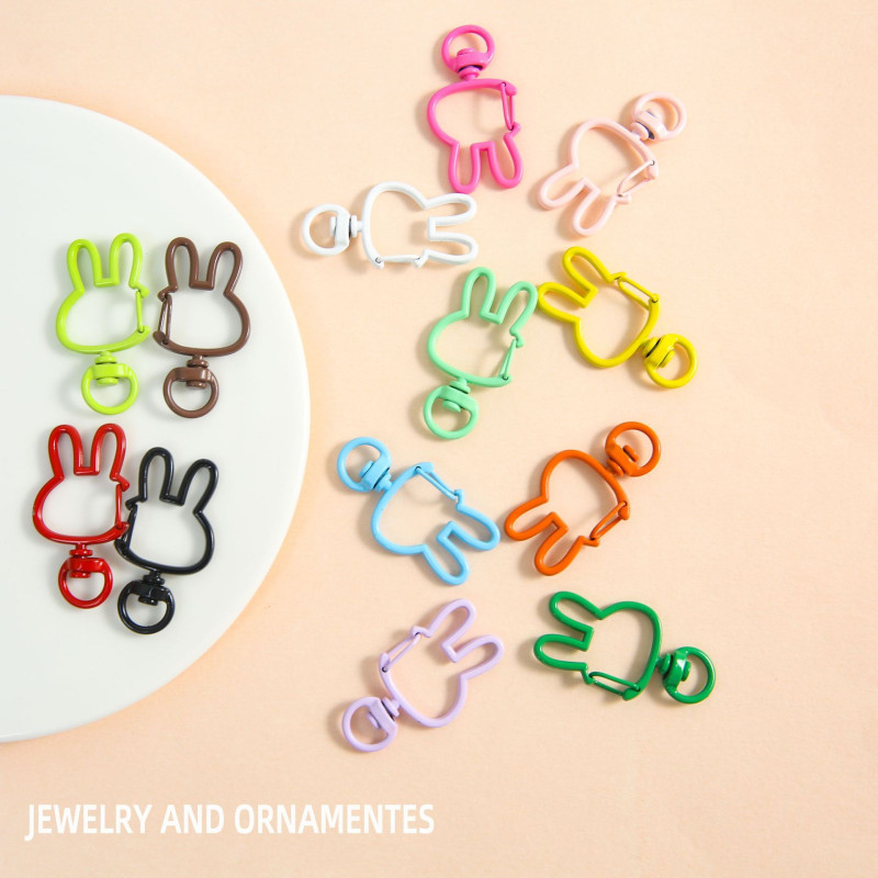 Colorful cute fresh cute little rabbit spring buckle keychain diy handmade jewelry accessories pendant