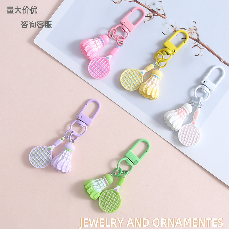 Exquisite and cute badminton goal buckle, novel key chain pendant, diy handmade men's and women's bag pendant jewelry wholesale