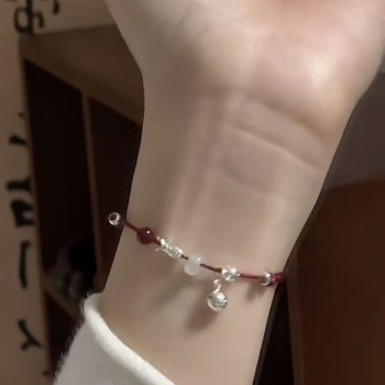 Landing Butterfly Bamboo Leaves Red Rope Small Fish Bracelet Handmade Chinese Weaving Simple Couple Gift