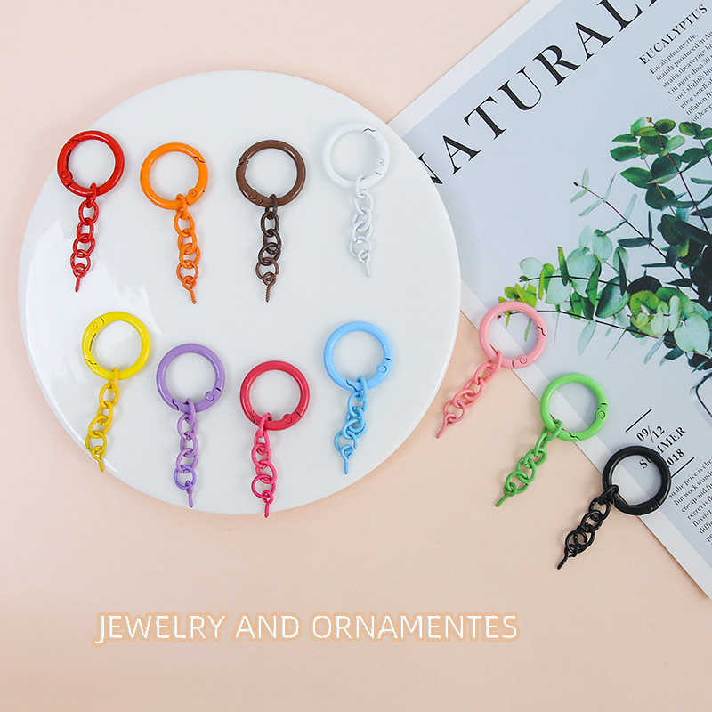 Simple and versatile metal spring buckle four-section chain claw nail diy handmade jewelry doll pendant material wholesale