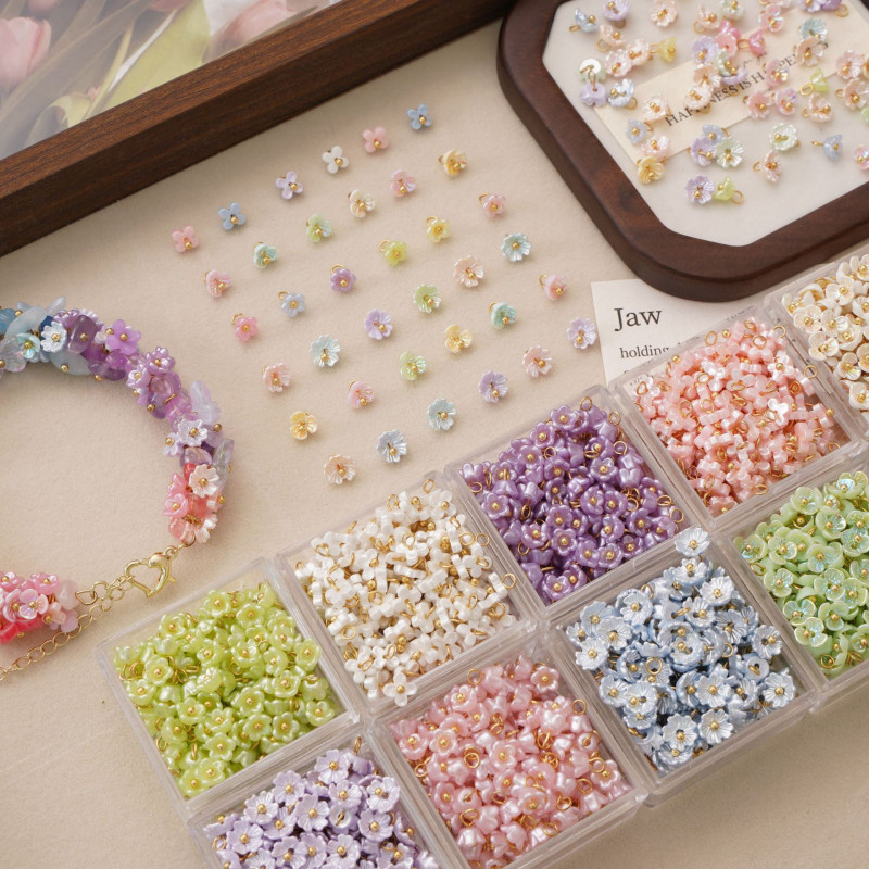 5-7mm resin imitation pearl mini lily of the valley flower pendant handmade DIY bracelet pendant jewelry string beads accessories
