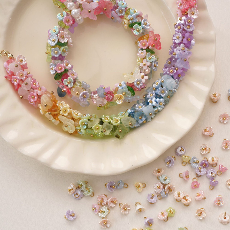 5-7mm resin imitation pearl mini lily of the valley flower pendant handmade DIY bracelet pendant jewelry string beads accessories