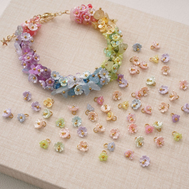 5-7mm resin imitation pearl mini lily of the valley flower pendant handmade DIY bracelet pendant jewelry string beads accessories