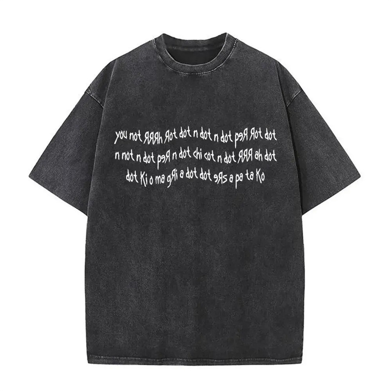 Ouma Cross-border Cool Washed T-Shirt, Old Rock and Roll Korn Metal Mu