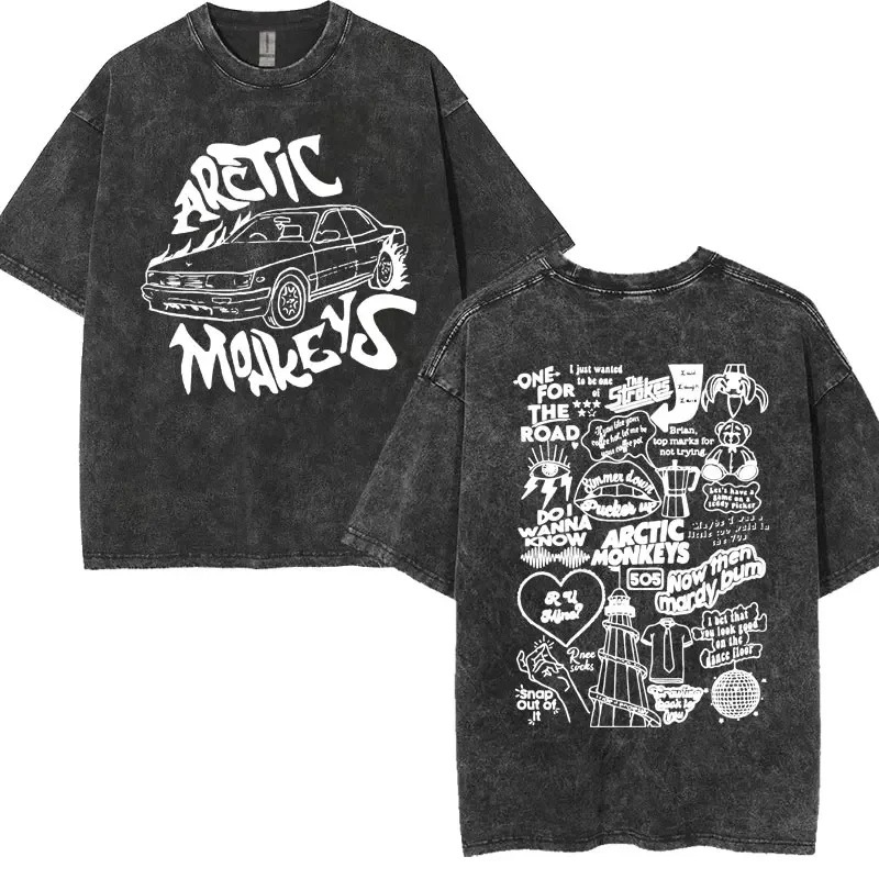 Cotton T-European ArcticAlbumTeesCottonDoodleListWashedMonkPrintRetro
