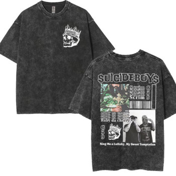 Cotton T European Size Vintage Washed Suicideboys G59 T Shirt I Want To Die