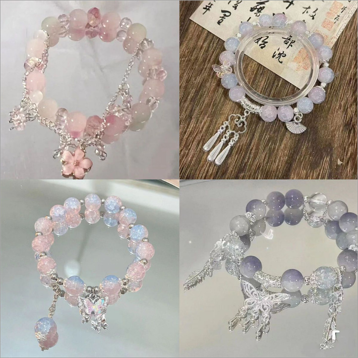 New Chinese style butterfly bracelet female niche high-end national style beaded bracelet student bestie bracelet
