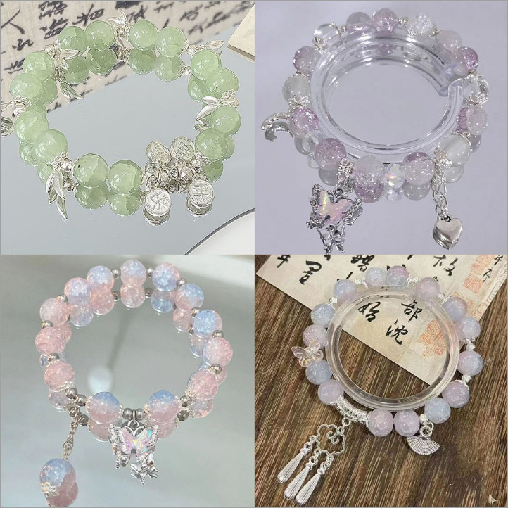 New Chinese style butterfly bracelet female niche high-end national style beaded bracelet student bestie bracelet