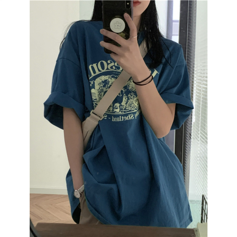 European Size Cotton t Short-Sleeved Shirt Summer Trendy Oversize Top Korean Style Loose Ins Women's t Large Size Design Niche