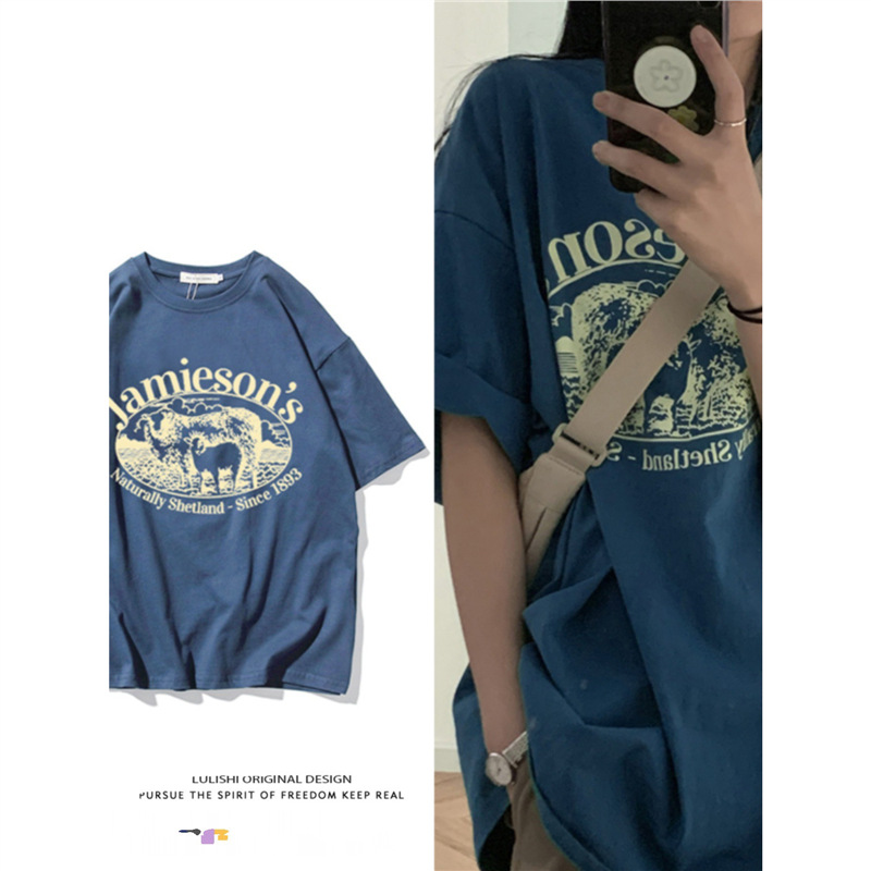 European Size Cotton t Short-Sleeved Shirt Summer Trendy Oversize Top Korean Style Loose Ins Women's t Large Size Design Niche