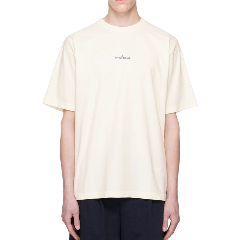 Cross-border European size breathable loose printed skin-friendly short-sleeved summer T-shirt fashionable round neck 2025 solid color men's clothing simple
