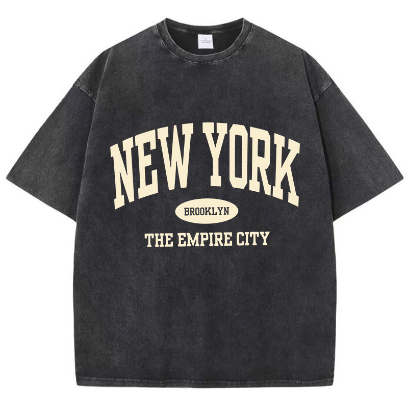 Ouma Cross-border New York Brooklyn Letter Printed Washed T-Shirts Wom