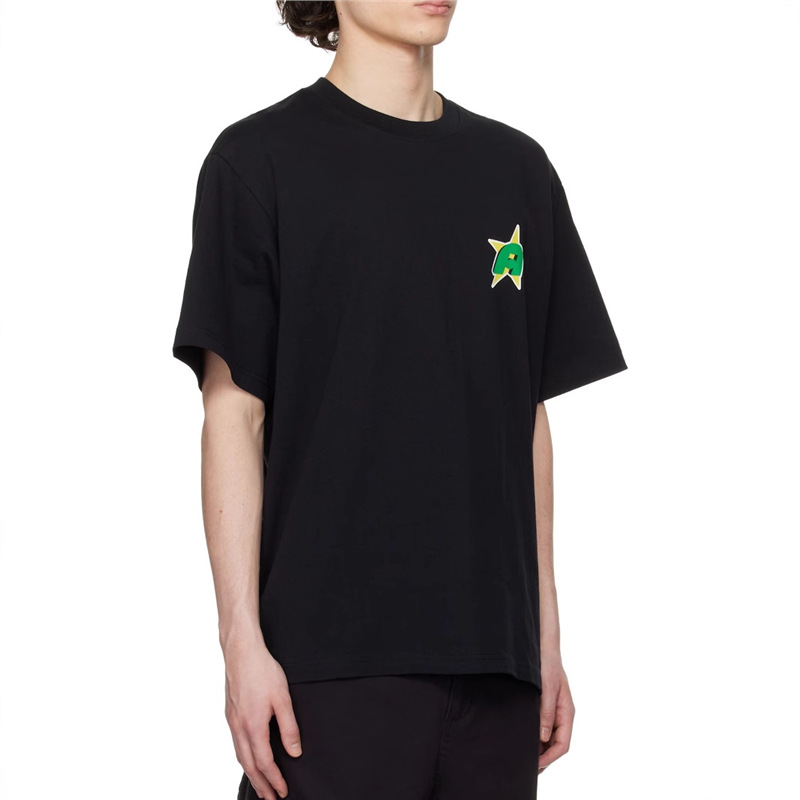 Specially Designed for Cross-Border Short-Sleeved Men's Round Neck Black T-Shirt Printed Classic Export 2025 Half-Sleeved Cross-Border Pattern Top