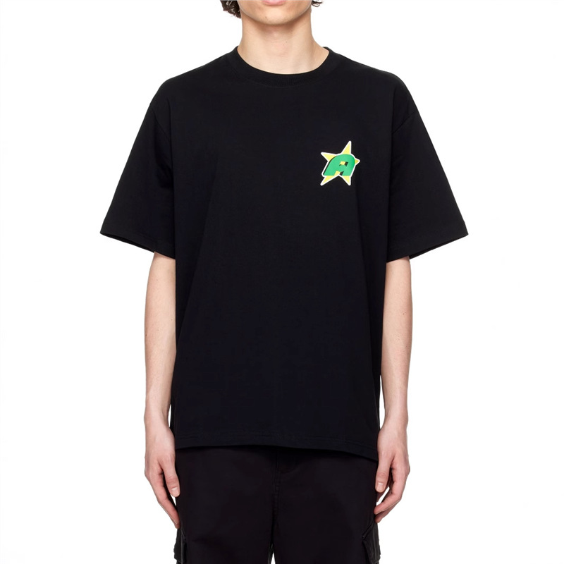 Specially Designed for Cross-Border Short-Sleeved Men's Round Neck Black T-Shirt Printed Classic Export 2025 Half-Sleeved Cross-Border Pattern Top
