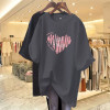 Specially Designed for Cross-Border Tops for Trendy Women 2024 Summer T-Shirts Mid-Length Letter Print Western Style Round Neck New Loose Butt