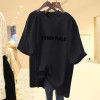 Specially Designed for Cross-Border Tops for Trendy Women 2024 Summer T-Shirts Mid-Length Letter Print Western Style Round Neck New Loose Butt
