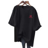 Specially Designed for Cross-Border Tops for Trendy Women 2024 Summer T-Shirts Mid-Length Letter Print Western Style Round Neck New Loose Butt
