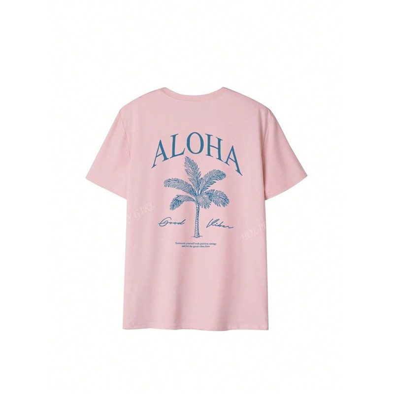 European size cotton TSpring】Pr'Ladies【SummerTTree European size NewSloganAndPalm cotton