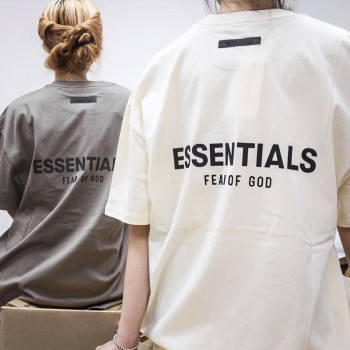 Specially Designed for Cross-Border Laminated T-Dual-Line Couples Trendy Brand Fog Letter Essentialszone Short-Sleeved High Street Men's and Women's Shirts