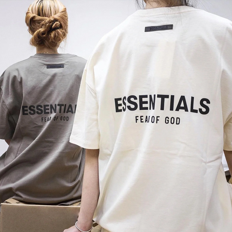 Specially Designed for Cross-Border Laminated T-Dual-Line Couples Trendy Brand Fog Letter Essentialszone Short-Sleeved High Street Men's and Women's Shirts