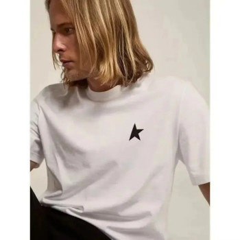 Specially Designed for Cross-Border Sales, High-End Summer Round-Neck American-Style Cool Heavy-Duty Pure Cotton Printed Short-Sleeve T-Shirt for Young Men, Trendy Brand