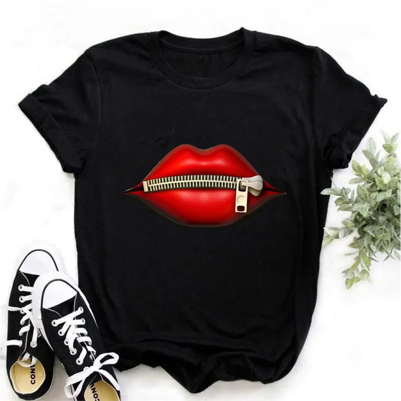 European Size Cotton Tkawateeslipstopssummerwomenharajukugraphicwomentops