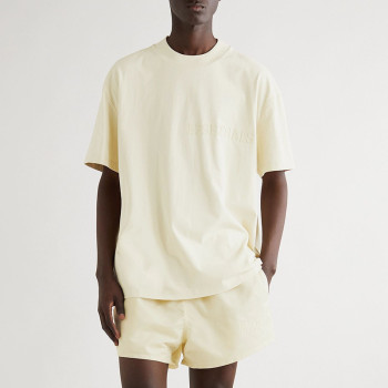 European Size Cotton T-Shirt Trendy Brand Season Flocking High Street Eighth Print Double Line Essentialszoneos Loose Short Sleeve Round Neck