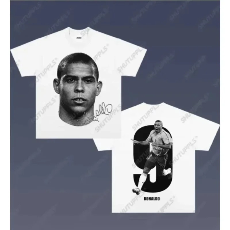 European Size Cotton Cristiano Ronaldo Portrait Print Pattern Short Sleeve